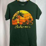 Four Seasons Bahamas Small Palm Trees Vacation Earth Tone Boho Graphic Tee Green Photo 0