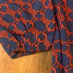 Mud Pie Med Pie NWT blouse women’s medium navy red gold button ruffle top long sleeve Photo 4