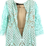 Gabby Skye Gabby‎ Skye size 10 blue lace mini dress lined elbow length sleeves rear zip Photo 2