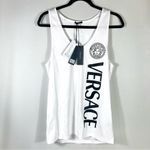 Versace Logo Cotton Women Graphic Tank White Size 44 NEW Photo 4