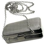 Bebe USA Metal Frame Fashion Clutch HANDBAG Purse Silver Shoulder Chain Strap Photo 2