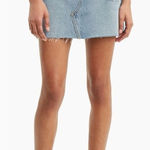 Levi's NEW Levi’s High Rise Iconic Red Tab Distressed Light Wash Denim Mini Skirt Sz 31 Photo 0