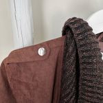 Lush Clothing Lush Women’s Draped Faux Suede and Sweater Brown Open Front Moto Jacket Sz L Photo 9