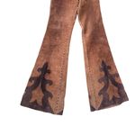 1960s Brown Suede Leather Pants Embellished Bell Bottoms Size 30 Photo 8