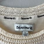 BEARPAW  Sz L Crochet Short Sleeve‎ Crewneck Top Blouse Cream Stretch Pullover Photo 2