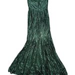 Hebeos  Mermaid Sequins Sweetheart Sleeveless Maxi Dress in Emerald Green, Size 4 Photo 2