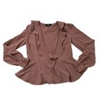 Lulus  mauve long-sleeve v-neck wrap front top size S NWT Photo 13