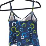 Caribbean Joe Tankini Top Molded Cups Geometric Circles Navy Blue 10 Photo 1