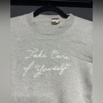 J.Crew  Cashmere Sweater Chainstitch Embroidered Take Care Of Yourself S Photo 1