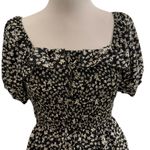 Ivy City Co Rae Dress Black Daisy Square Neckline Puff Sleeves Knee Length XS Photo 2