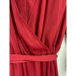 POINT SUR Wrap Lurex Belted Ruffle Dress Red Crinkle Chiffon Size 6 Photo 3
