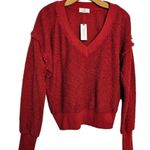 Anthropologie  t.la Zuri Fringed V-Neck Sweatshirt, Size Medium, New with Tag Photo 5