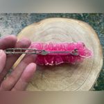 Vintage pink polka dot chiffon ruffle spring clip hair bow Photo 4