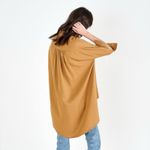 Sancia Salome Blouse Buttown Down Top Gold Tan High Low Shirt Medium Photo 3