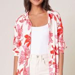 Sugar Lips  Montego Floral Dalton Boyfriend Button Down Shirt Size XS Photo 2