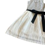 Reiss  Zeta Grey White Tank Dress Bow Belt Stretchy Ribbed Cotton Blend SIze 6 Photo 4