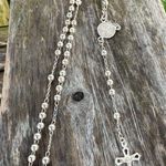 Vintage‎ Plain Bead Rosary Real 925 Sterling Rosario Silver Photo 0