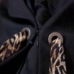 Escada Vintage 80s Black Satin Blazer Front Leopard Tie Belt & Shoulder Pads szL Photo 5