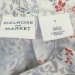 Melrose and Market Split Neck Top - Size Small, Blue Scrambled Floral and White Photo 4