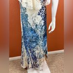 Reba  Blue and Cream Patterned Maxi Dress Size Large. E55 Photo 13