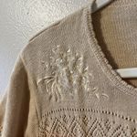 Vintage Knot Sweater Button Up Shirt Crochet‎ Embroidered Cottage Grandma Core Yellow Photo 3