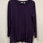 LOGO By Lori Goldstein EUC LOGO Lori Goldstein Embroidered Boho size L Asymmetric Ruffle Hem boho Photo 0