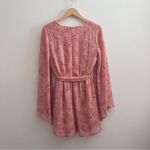 Saints + Secrets  Pink Leaf Patterned V-Neck Dress Photo 2