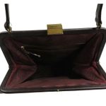 1950s Vintage Handbag Brown Leather Rectangle Handbag Purse Photo 4