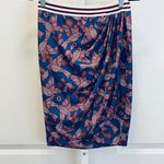 ZARA  Graphic Print Skirt - Women Size M - Burgundy and Teal Photo 0