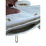 Quilted White Faux Leather Shoulder Bag With Gold Chain Strap & Turn Lock Photo 7