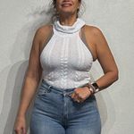 Free People Intimately White Textured Mock Neck Bodysuit Sz M Photo 0