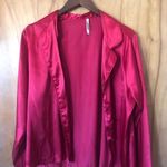 Gilligan O’malley Red Satin button down Pajama shirt Christmas Holiday blouse Size M Photo 1