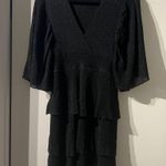 ZARA NWT  Women’s Black Metallic Cocktail Party Tier Kimono Sleeve Dress Small S Photo 0