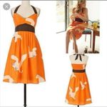 Moulinette Soeurs Anthropologie Crane Silk Halter Dress Tangerine Orange size 4 Photo 15