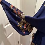 Free People Sunset Dreams Tunic Blue Floral V-Neck Flared Sleeve Ruffle Top sz S Photo 3