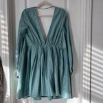 Kalita Green Aphrodite Cloud Tunic Mini Dress Cotton Silk Blend V Neckline XS Photo 2