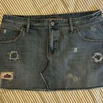 American Eagle  Y2K 2000s Distressed Patchwork Denim Mini Skirt Low Rise Photo 1