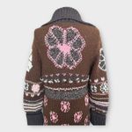 Lucky Brand Vintage Y2K Lucky Maxi Chunky Knit Wool Sweater Coat w/ Fringe – Brown S/M Boho Photo 15