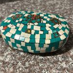 Vintage Turquoise & White Mosaic Tile Purse Blue Photo 9