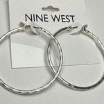 Nine West Silver Tone Textured Hoop Earrings NWT $18 MSRP Photo 0