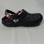 Crocs Classic Lined Camo Clog M7 W9 Black Red Fuzzy Warm Slip On Comfort Shoes Photo 7
