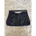 Vintage Letisse Black Leather Accordion Clutch Handbag Top Handle Photo 1