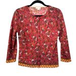 Garnet Hill  Merino Wool Floral Button Down Cardigan Womens Medium Photo 0