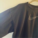 Nike  Sweatshirt Black Cropped Sweatshirt w/ Plush Fuzzy Tick Logo Sz M GUC Photo 3