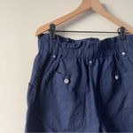 Banana Republic cotton/linen navy Blue Shorts paperbag waist zip up zipper front Photo 2
