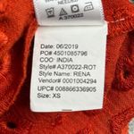 Haute Hippie Rena Blouse Embroidered Peasant Eyelet Bell Sleeve Orange Womens XS Photo 7