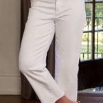 Frank & Eileen Kinsale Ivory Pants Size 6 RAW HEM Flax Cotton Blend USA Photo 0