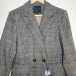 Mina Self Womens Brown Plaid Double Breasted Blazer Size L Office Workwear Size L Photo 1