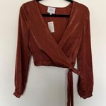 J.O.A. Burnt Orange Wrap Crop Blouse Top - Size Small Photo 0