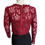 Maniju  Medium Full sheer Floral Lace Burgundy Long Sleeve Red Cropped Blouse NWT Photo 1